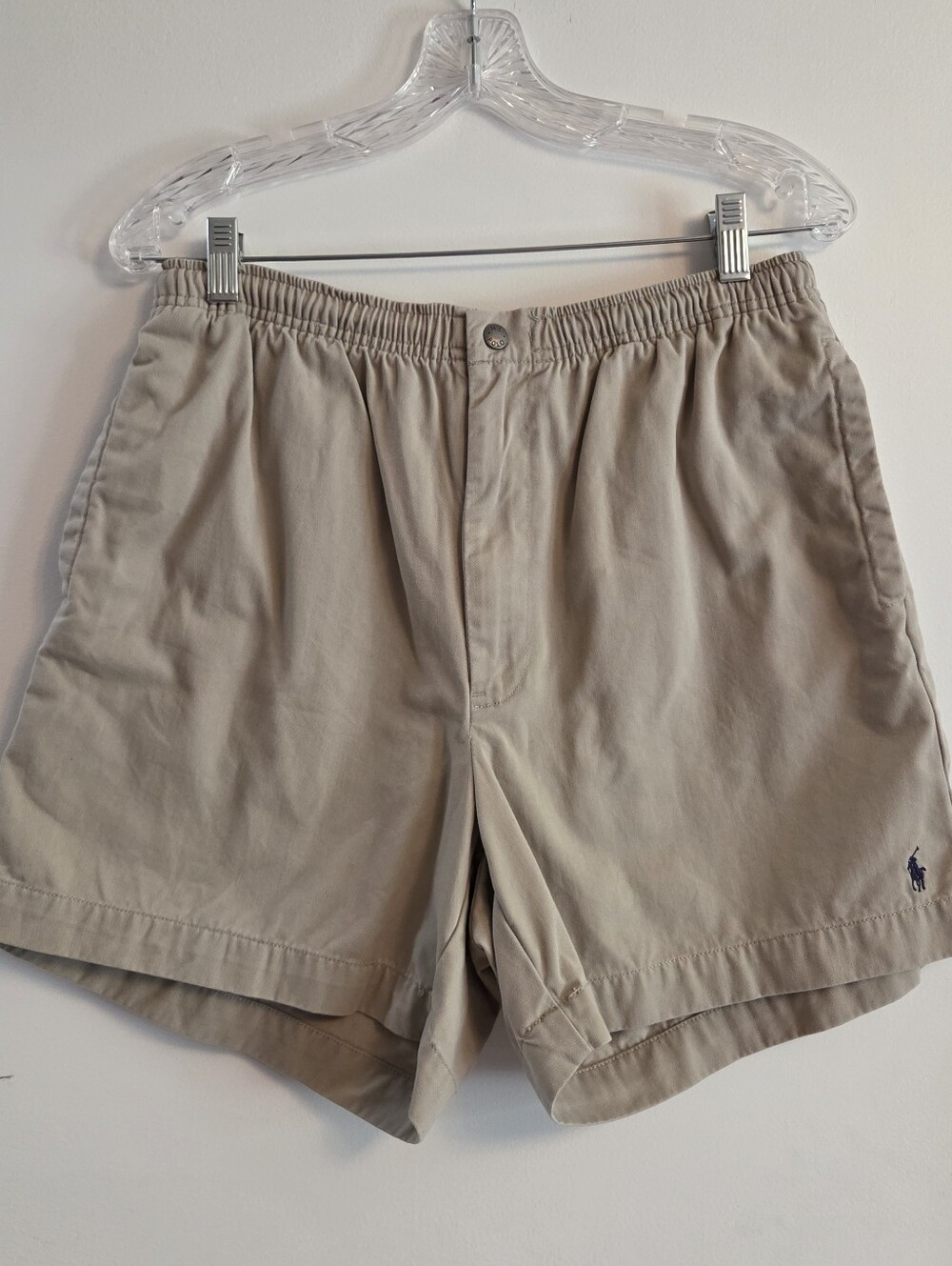 POLO RALPH LAUREN Mens Khaki Tan Classic   Elastic Drawstring Shorts Medium